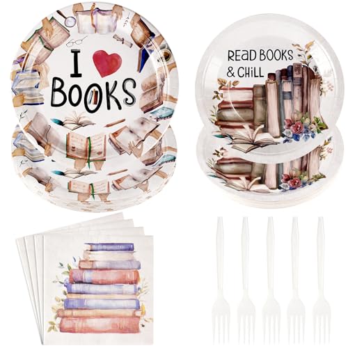 Grencian 96 Pcs Book Themed Party Decorations Book Plates...
