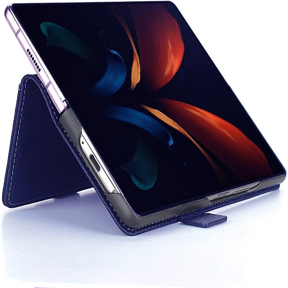 Etui na telefon komórkowy z klapką ze skóry z uchwytem na karty do Samsung Galaxy Z Fold7 Fold6 Fold5 Fold4 Fold3 Split Anti-fall Protective Cover, brązowe, do Samsung Z Fold 2
