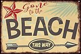 Beach Tin Sign,Star Arrow Tree Leaf Plant Nature Ocean Palm Tropical Sand Relax Surf Vintage Metal T