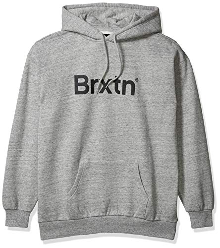 Brixton Men's GATE Relaxed FIT Hooded Fleece, Heather Grey, M