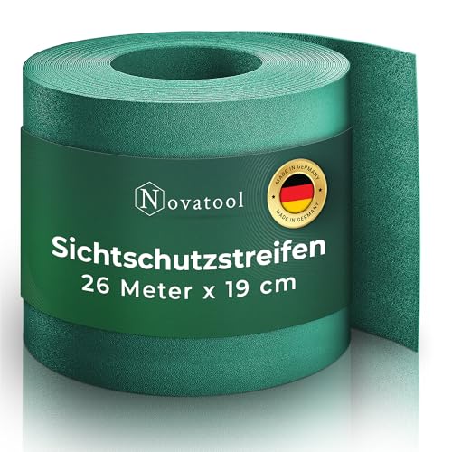 Novatool Premium PP 26m Rolle Sichtschutzstreifen für Doppelstabmattenzaun Grün für 10 Reihen, 1,1 mm extra stabil UV-Beständigkeit Metallzaun Sichtschutzstreifen Zaunelemente Sichtschutz Zaun