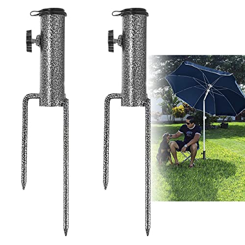 Taipintee Base Sombrilla, 2 Piezas Ajustable Soporte Sombrilla Playa, Pincho de Sombrillas con Tapa, Metal Hueco-ParagüEro Soporte Sombrilla, Adecuado para Playa o Tierra