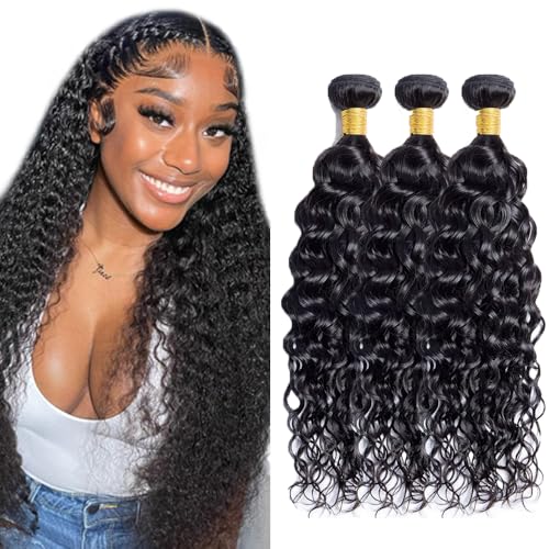 28 30 32 inch Water Wave Human Hair Bundles Natural Black Color 1B Human Hair Bundles Wet and Wavy Bundle Ocean Wave Bundle