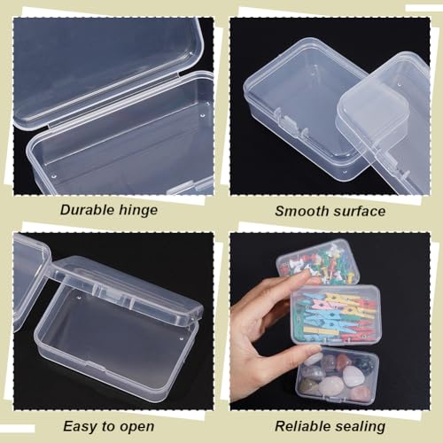 Image of BENECREAT 12 Packs Rectangle PP Plastic Container Box, 3x2x0.8inch Bead Storage Organizer Box, Dustproof Case with Hinged Lid for Cards, Beads and Craft Supplies