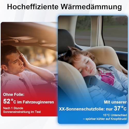 Tönungsfolie Auto Fenster 50×300cm, Schwarz Sonnenschutzfolie selbstklebend für Autoscheiben, UV Schutz & Hitzeschutz, Splitterschutz, Verschiedene Lichtdurchlässigkeit (VLT 25%, 50CM*300CM)