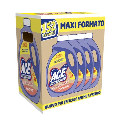 ACE Detersivo Igienizzante Colorati, Bucato pulito e fresco, 152 lavaggi
