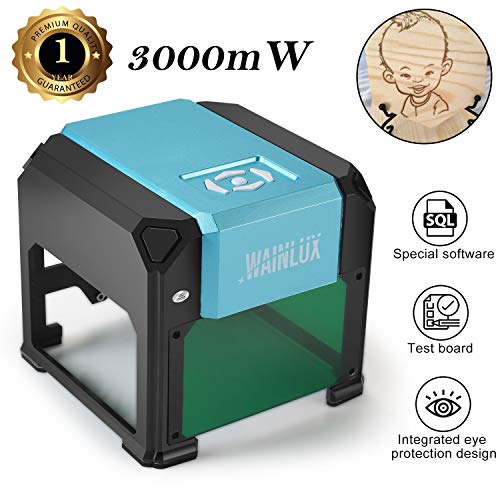 Laser Engraving Machine, 3000mW Mini Desktop Laser Printer Engraver Machine Working Area 80X80mm