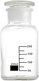 iplusmile Flower Vase Glass Reagent Bottle Glass Wide Mouth Reagent Bottle 250ml Capacity Laboratory Chemistry Sample Glass Bottle with Glass Stopper and Scale for Kitchen Round Glass