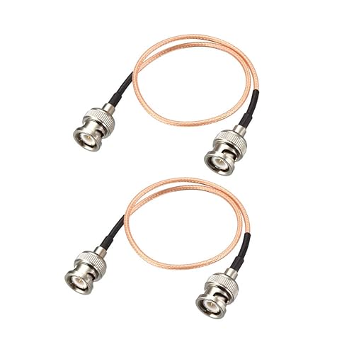 uxcell Cable coaxial BNC macho a BNC macho RG316 RF cable coaxial de 50 ohmios 1.5 pies 2 piezas para señales de video, CCTV, DVR, cámara