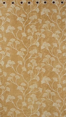 Image of Exporthub Glossy Shine 3D Floral Digital Printed Golden Colour Window Curtains 6 feet Long Set of 2 Pc, for Living Room and Bedroom (EHSPR067 64)