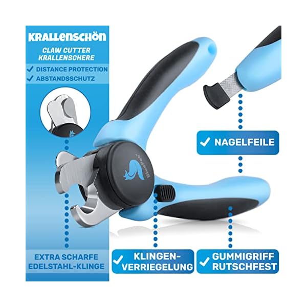 BluePet KrallenSchön Krallenschere mit Schutz als Nagelschere für Hunde, Katzen & Kleintiere - Inkl. Nagelfeile im Griff zur optimalen Krallenpflege – Bild 7