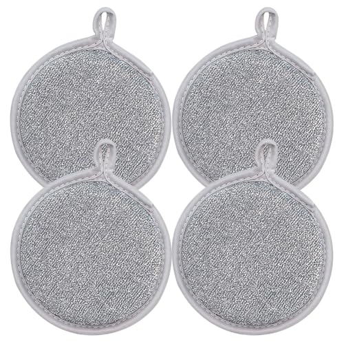 JUCHRZEY Trapos para Lavar Platos de Alambre Plateado de Doble Cara Limpiador de ollas Multiusos Trapos de Limpieza Esponja incorporada Alambre Plateado Trapos para Lavar ollas Herramientas