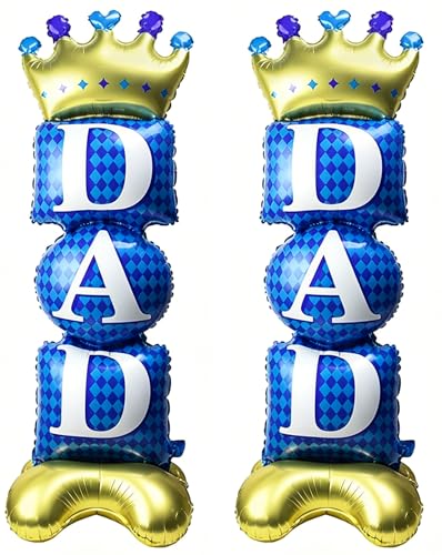 2pcs Fathers Day Decorations Set Happy Fathers Day Standing Balloons Dad Gifts From Daughter Son Party Decorations Blue Balloons 39 x 112cm For Fathers Day Birthday Party Celebrations Decoration