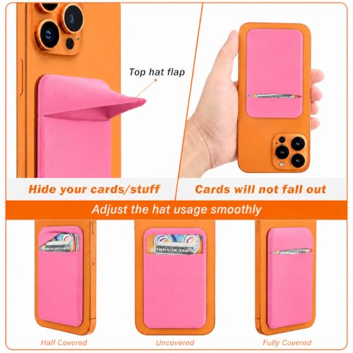 Image of Mizi (2 Pack Adhesive Phone Stretchy Wallet, Card Holder for Back of Phone Stick on Phone Cases for iPhone /Android /Samsung Galaxy - Hot Pink