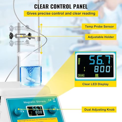 Agitateur magnétique portable de laboratoire 5L agitateur chauffant numérique LED - 5