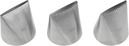 Miniatura 3 de Fengxiaomin -3 boquillas de acero inoxidable 304 para glaseado de tuberías de cinta, puntas de pastelería, 3 formas diferentes de boquillas,