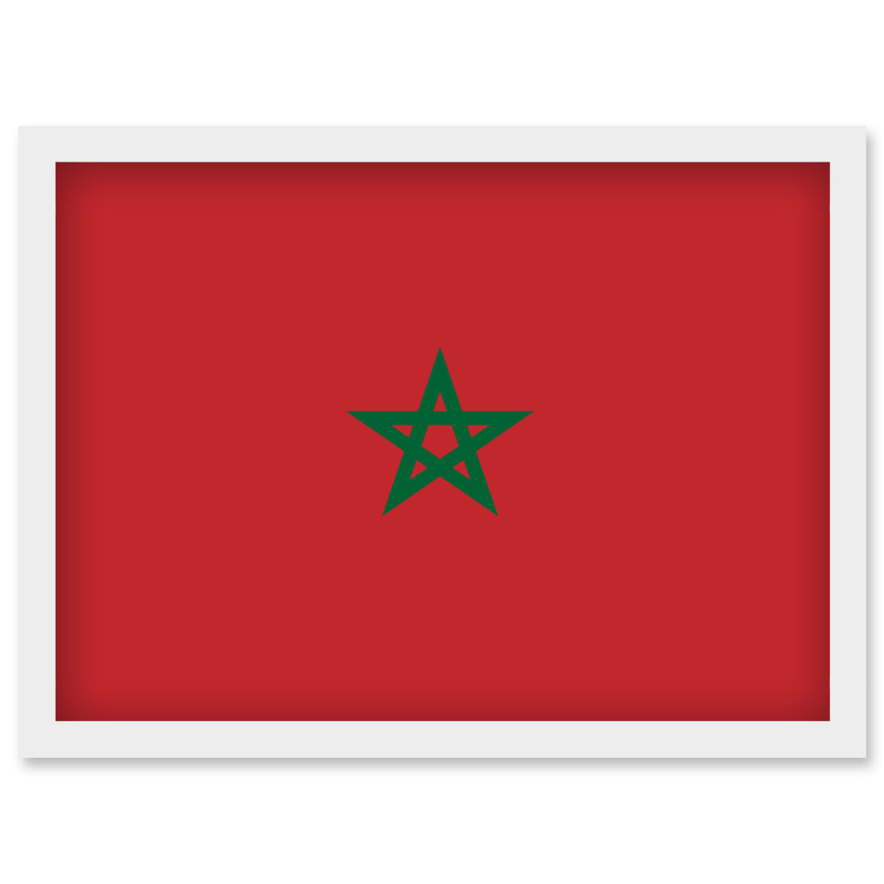 Artery8 Morocco National Flag Patriotic Vexillology World Flags Country Region Poster Artwork Framed Wall Art Print A4