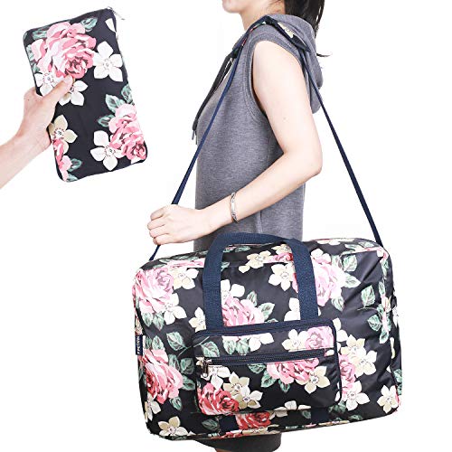 F.FETIVIN Weekender Bag Carry On Bag Travel Duffle Bag Medium Overnight Bag for Women and Girls(Rose Flower) - Thumbnail 4