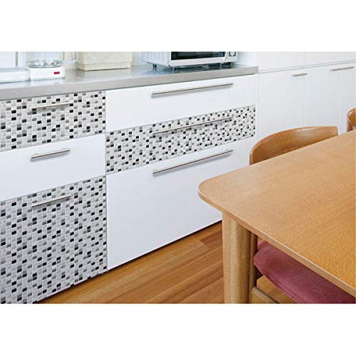 Meiwa Gravure DEC-13 Peel and Stick Decorative Sheet, 15.7 x 39.4 inches (40 x 100 cm), Glass Tile, Gray