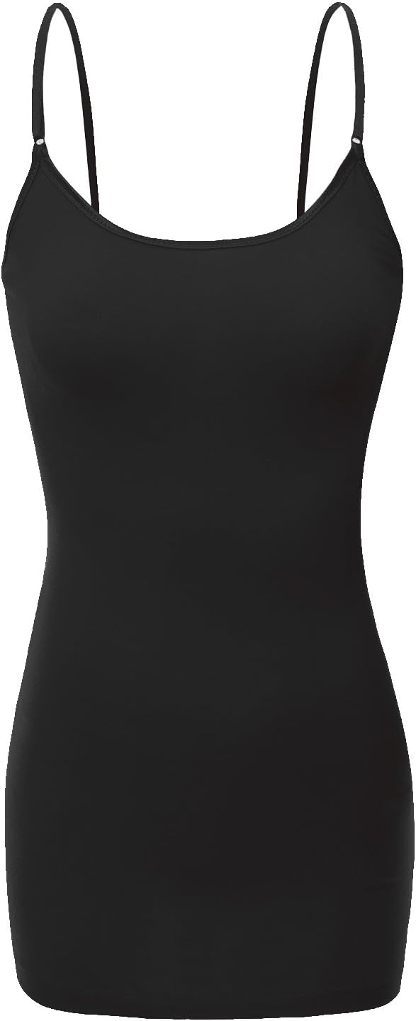 Bozzolo Women's Ladies Adjustable Spaghetti Strap Basic Long Cami Tunic Tank Top