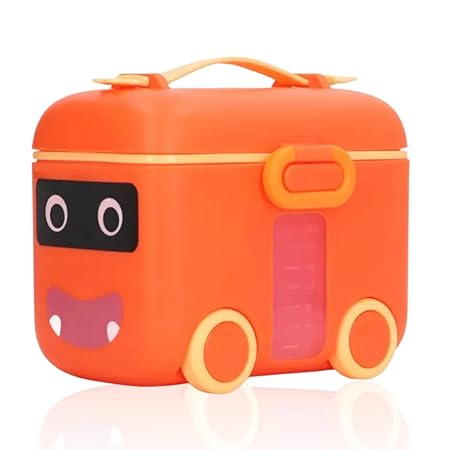Adore Tuk Tuk Baby Milk Powder Container, Formula Storage and Milk Powder Dispenser Box (180 gm, Orange)