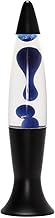 Easylight Lavalampe aus Glas Aluminium Schwarz Klar Blau Party Jugendzimmer H:40 cm G9 Leuchtmittel inklusive Retro Stimmungsleuchte Tisch ROXY