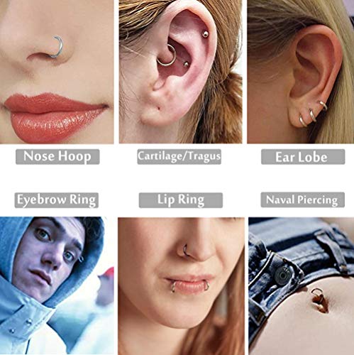 Jstyle JT-L-P0088-S 8Pcs 18G Stainless Steel Hinged Clicker Segment Nose Ring Hoop Piercing thumb #2