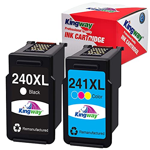 Exclusive Discount 50% Price Kingway Remanufactured Ink Cartridge Replacement for Canon PG-240XL CL-241XL 240 XL 241 XL for Pixma MG3620 TS5120 MX532 MG2120 MG3520 MX452 MX512 MX472 MG3220 Ink Cartridge (1 Black, 1 Color, 2 Pack)