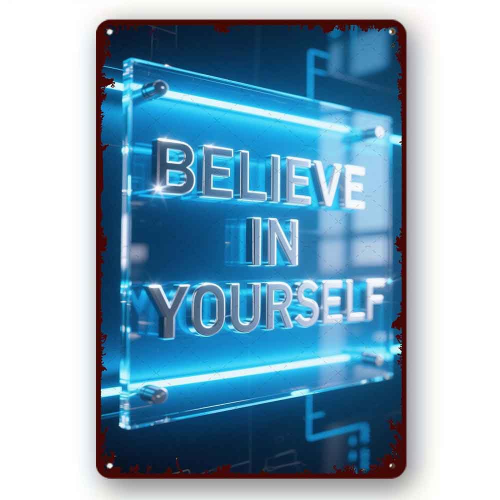 peiyeety Metal Tin Sign Believe in Yourself Sign Be You Inspirational Wall Hanging Decor Motivational Home Office Decor Be Yourself Inspiration 8x12 Inch