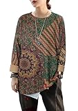 CRAZY GRID Women's Knit Long Sleeve Pullover Jumper Patterned Print Oversize Funny Warm Christmas Sweatshirt Secret Garden X-Large