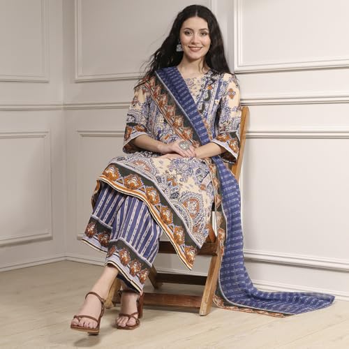 Image of BIBA Womens Kurta, Bottom, Dupatta