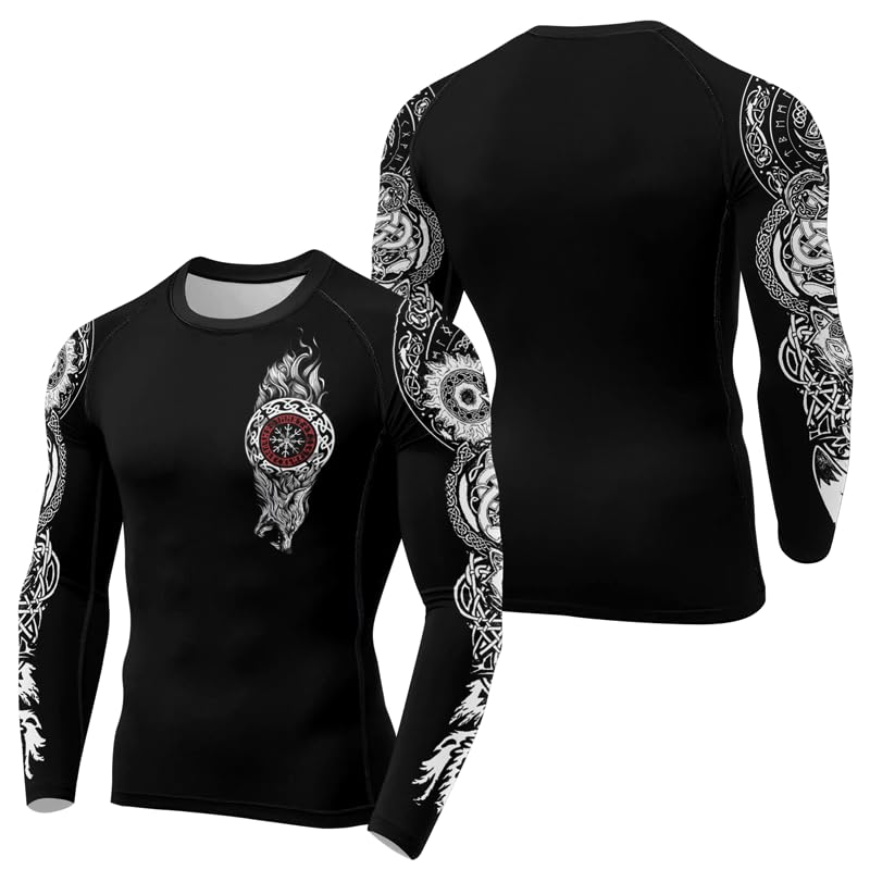 Viking Long Sleeve Baselayer Performance Compression Shirts MMA BJJ Jiu Jitsu Training Rash Guard
