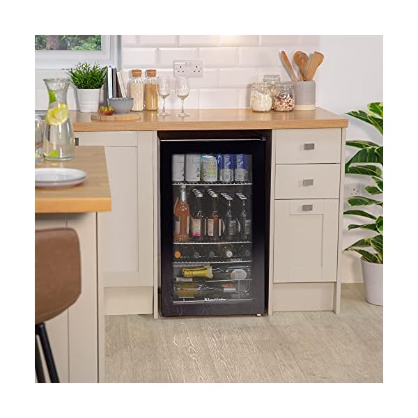 Russell Hobbs 93 Litre/90 Can Undercounter Freestanding Beverage/Drinks Cooler for Beer, Wine, Drinks & Snacks Stainless Steel - Image 8