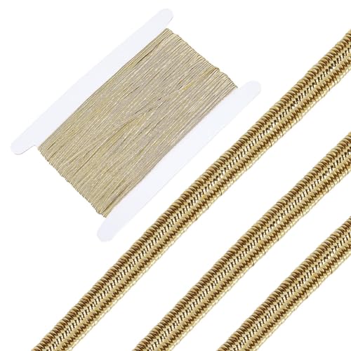 GORGECRAFT 44m Metallic Elastic Band Flat Nylon Braided Stretch Ribbon Knit Strap Cords for Sewing Crafting Bowknot Making Garment Accessory Sewing Gift Wrapping Dark Khaki