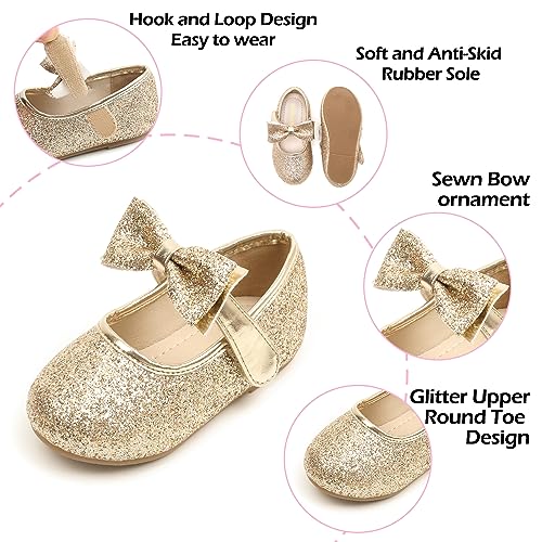 Image of PHIRAMIN Toddler Flower Girl Dress Shoes - Little Girl Mary Janes Flats Wedding
