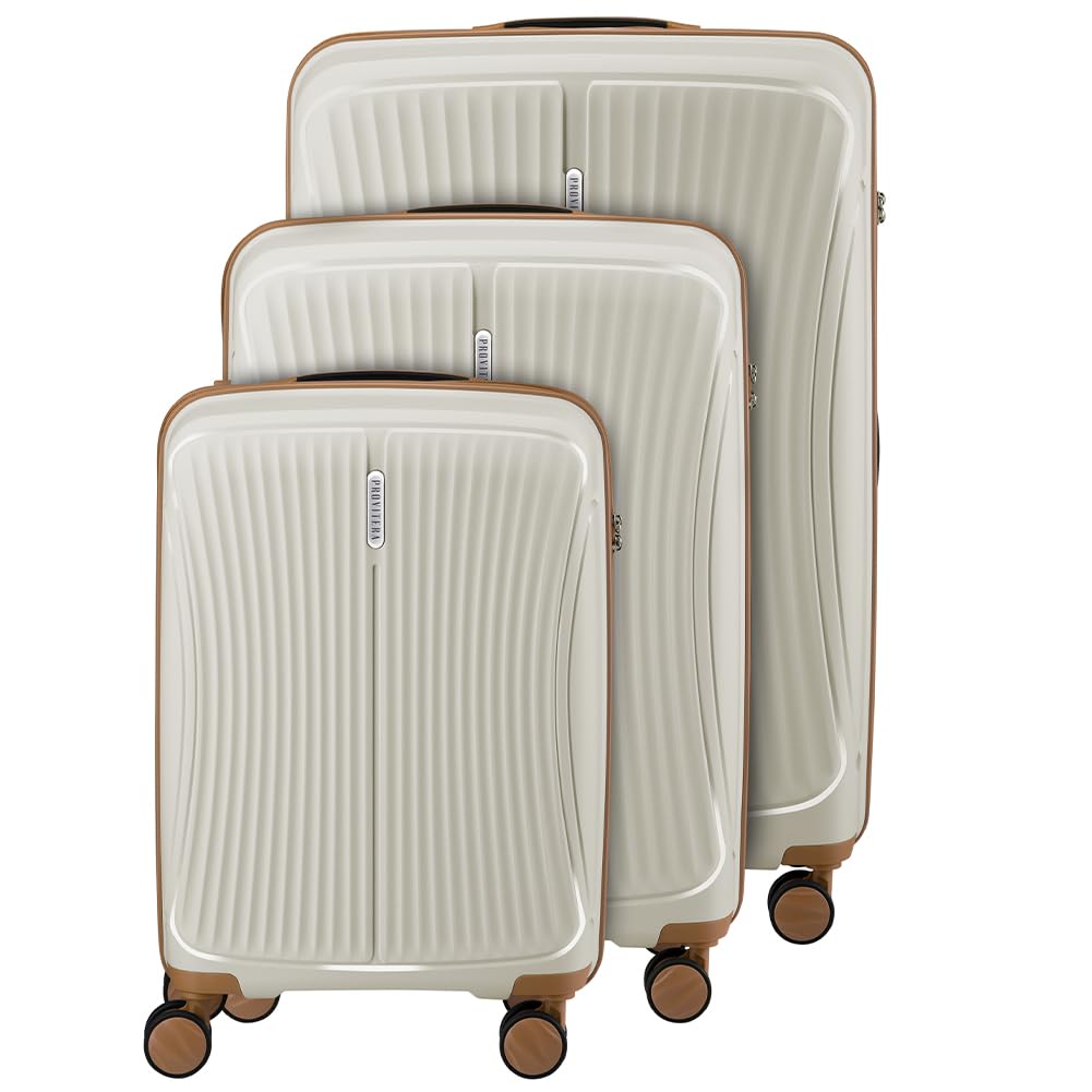 Set 3 Valigie Rigide in ABS, Valigia Rigida 38-59 - 90 Litri, Manico Telescopico, Ruote Easy Roll, Trolley Resistente e Leggero da Viaggio, Bagaglio a Mano (Bianco Perla)