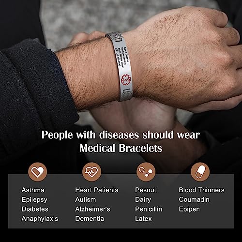 Jewelstruck 7.5 to 9.8 Inches Medical Alert Bracelet for Women Men Medical Bracelet Emergency ID Bracelets Free Engraved Personalized Medic Alert Bracelet for Adult3