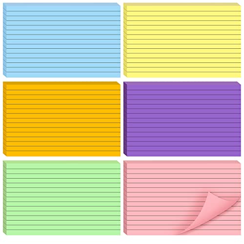 600 Sheets Ruled Color Index Cards 4 x 6 Inch Paper Lined Note Cards Assorted Colored Index