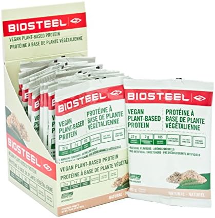 BioSteel Vegan Plant Based Protein Powder - Fuels Muscles & Promotes Lean Muscle Growth - Contains Proprietary Blend of Amino Acids - Gluten Free - Lactose Free - Natural - 12 Single Packets