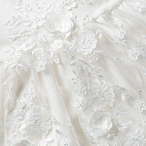 Tentide Infant Baby Girl Baptism Dress White 0-24 Months Cotton Flower Tutu Dress For Christening Birthday Wedding Party (Off-White, 6-12 Months) #TOP4