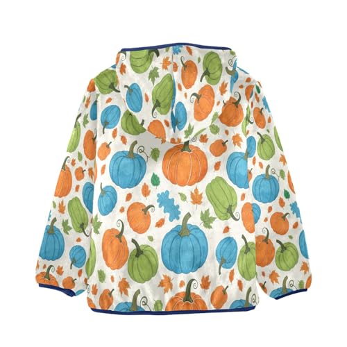Pumpkin Leaves and Autumn Toddler Fleece Jacket Girl Boys Hooded Fleece Jacket Coat Warm Outwear Zip-up 3-10T2