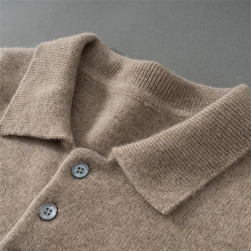 Dcvmvmn Men's Cashmere Pullover Winter Solid Business Sweater Casual Knitwear Loose Large Size Jumper Khaki3
