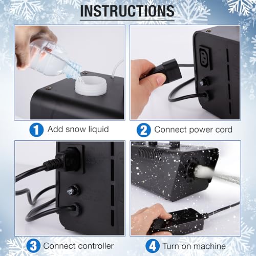 artcreativity snow machine for party - 600-watt snow maker machine - up to 16 feet of almost instant snow - outdoor and indoor christmas decorations - snow liquid sold separately