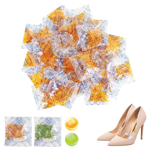 Menibeuty 100Pcs 1g Bolsitas Antihumedad, Bolsas Humedad Armarios Ropa, Gel De Silice Bolsas Deshumidificadoras Con Indicador Naranja/Verde, Para Eliminar La Humedad