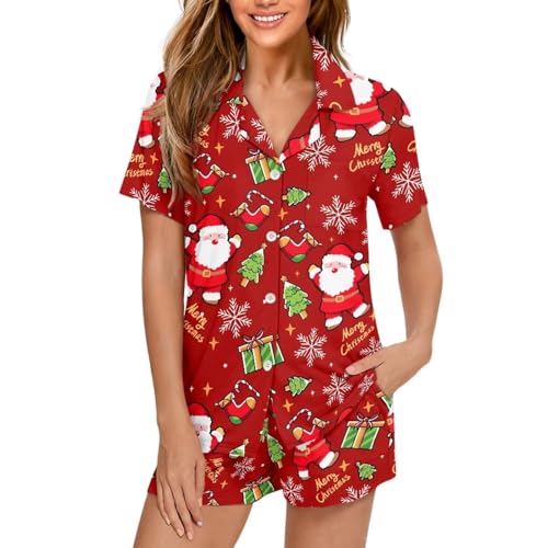 Image of Women's Short Sleeve Sleepwear Pajamas Nightwear with Pockets | skin-friendly breathable material resists pilling fading and deformation after repeated washing