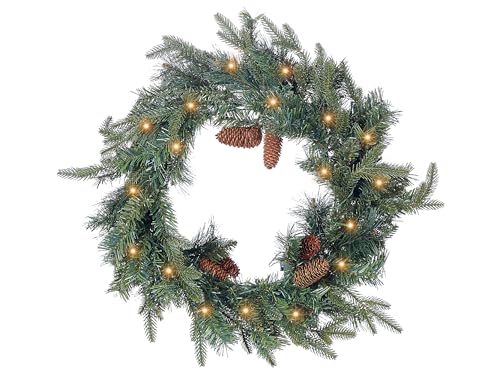 Moderner Weihnachtskranz Kunststoff mit LED-Beleuchtung Timer grün...