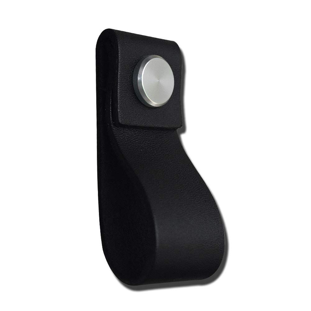 VOANZO 5PCS Leather Furniture Door Handle Modern Europe Style Pull Handle Knob for Doors Cabinets Suitcase Cabinet Door Leather Door Handle 26x195mm (Black)