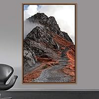 Framed Canvas Wall Art Global Landscape Mountain Multicolor Photography Relax/Calm - 16x24 inches