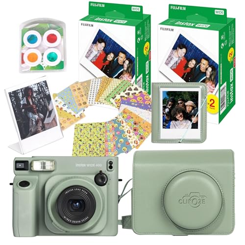Instant Camera Bundle with Fujifilm Wide 400 Camera, Case, 40 Shot Film, Album, Filters, Frame and Stickers