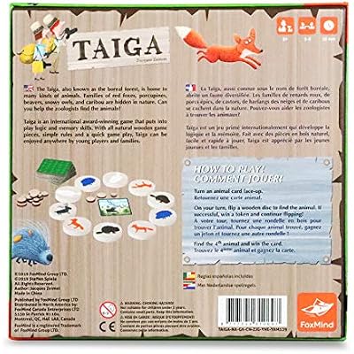 FoxMind Games: Taiga, Animal Themed Memory Board Game for Kids Ages 5+, an Award Winning Kids Game for 2-6 Players, 15 Minutes